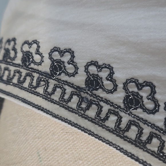 MARKET & SPRUCE 3/4 Sleeve Dress White W/ Navy Beaded & Embroidered Detail LARGE - Picture 4 of 13